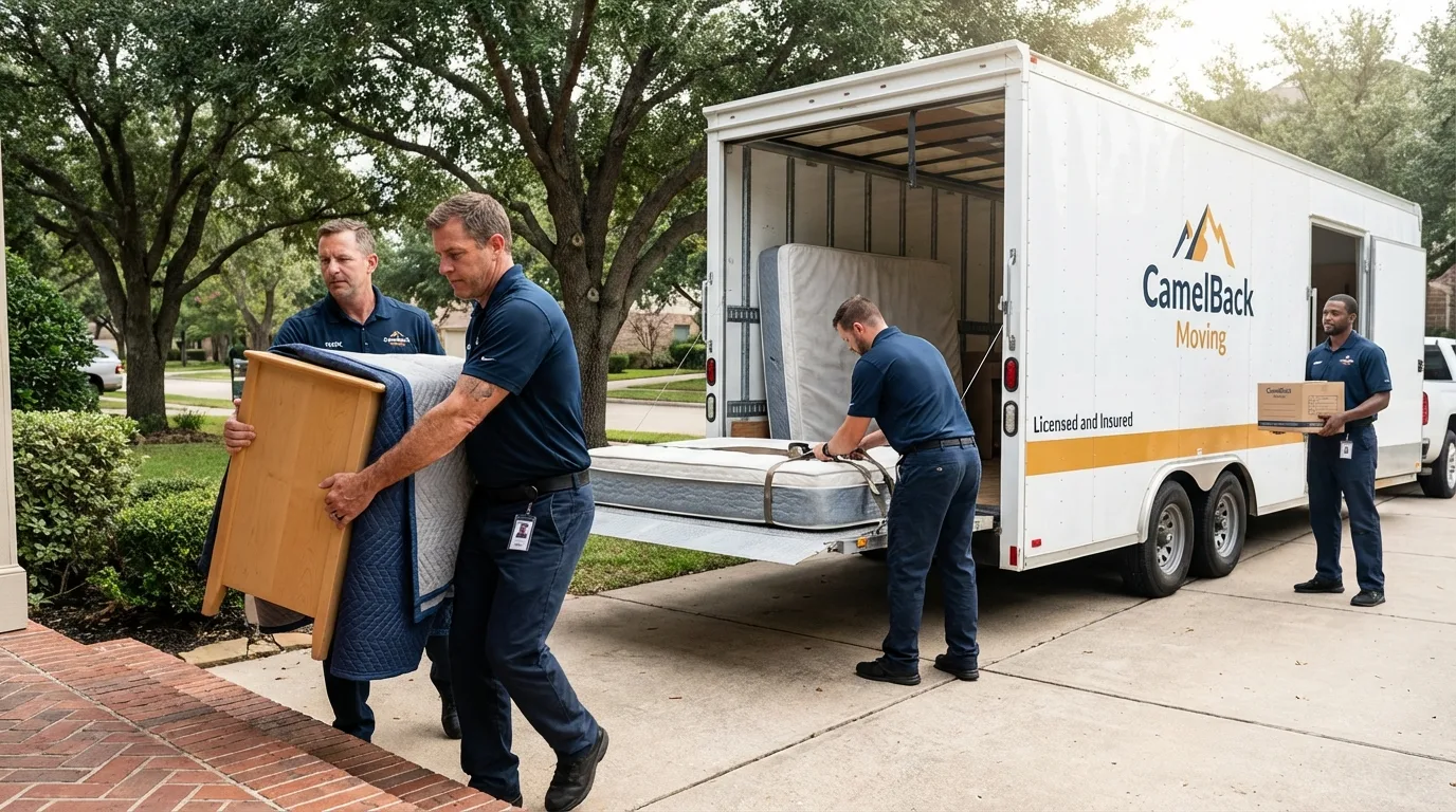 Crew loading residential truck for cross-state move from Piedmont, SC