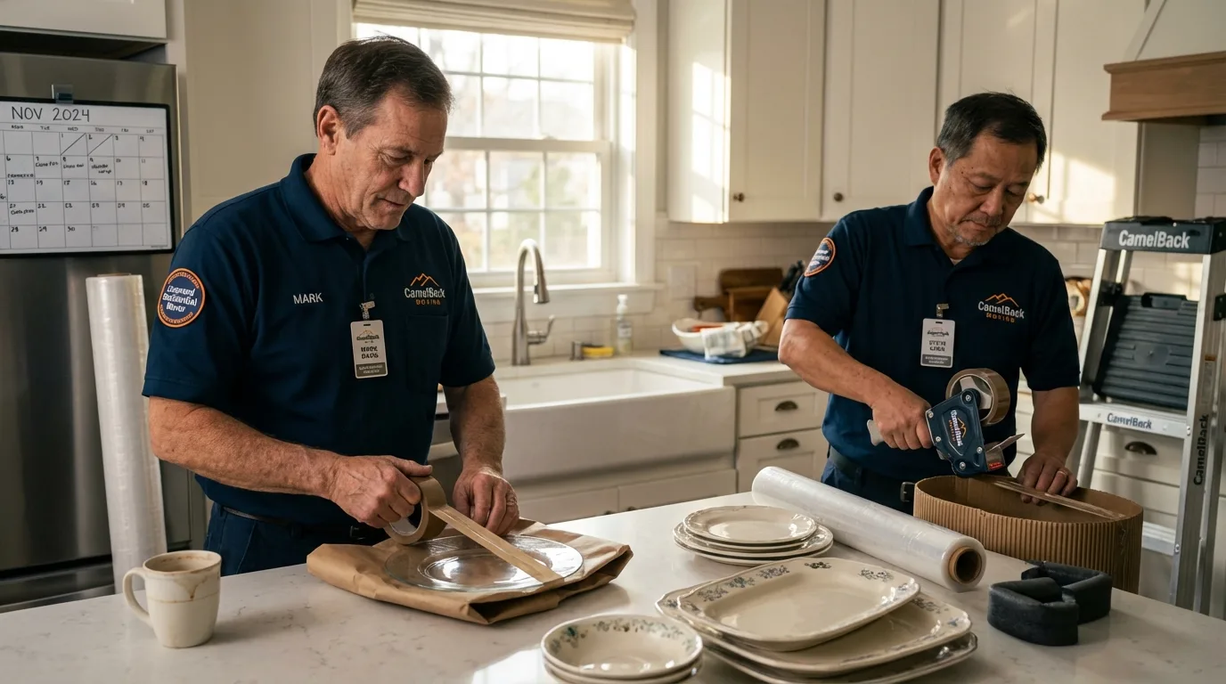 Professional crew packing kitchen dishware in Piedmont, SC